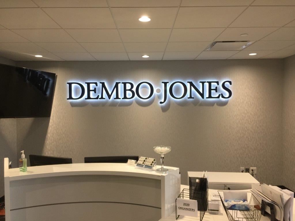 halo lighting custom made dimensional 3d letters lobby logo